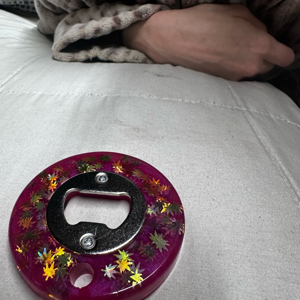 Purple Bottle Opener with Floral Design